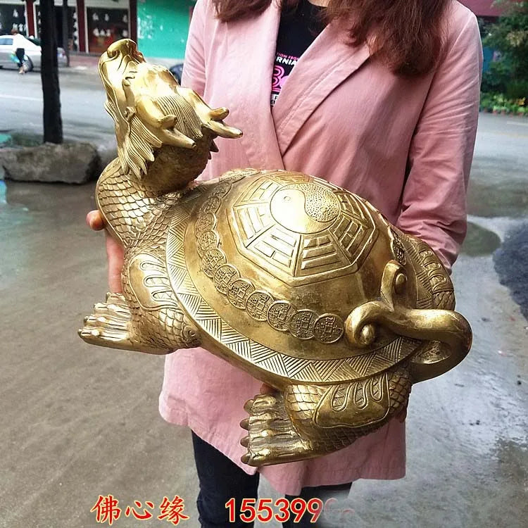 44CM large Huge home Porch lobby Safety efficacious Protection Mascot thriving business copper dragon turtle FENG SHUI statue