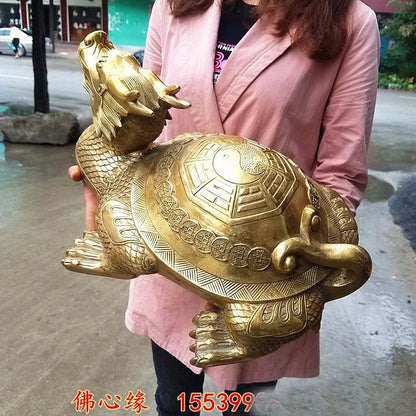 44CM large Huge home Porch lobby Safety efficacious Protection Mascot thriving business copper dragon turtle FENG SHUI statue