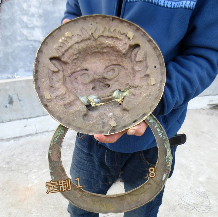 44CM large Huge home exorcise evil spirits Mascot thriving business spiritual Lions FENG SHUI copper doorbell door handle