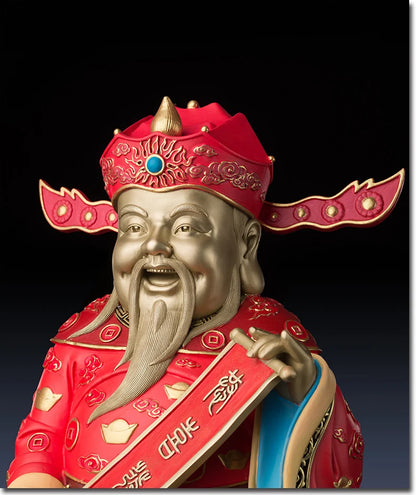 44cm Large Limited Edition TOP Collection Asia HOME SHOP thriving business money Good luck God of wealth fortune brass statue