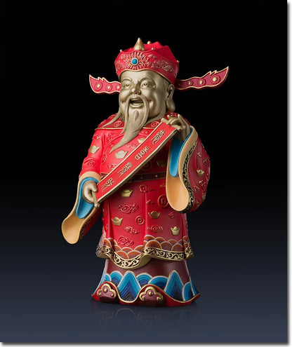 44cm Large Limited Edition TOP Collection Asia HOME SHOP thriving business money Good luck God of wealth fortune brass statue