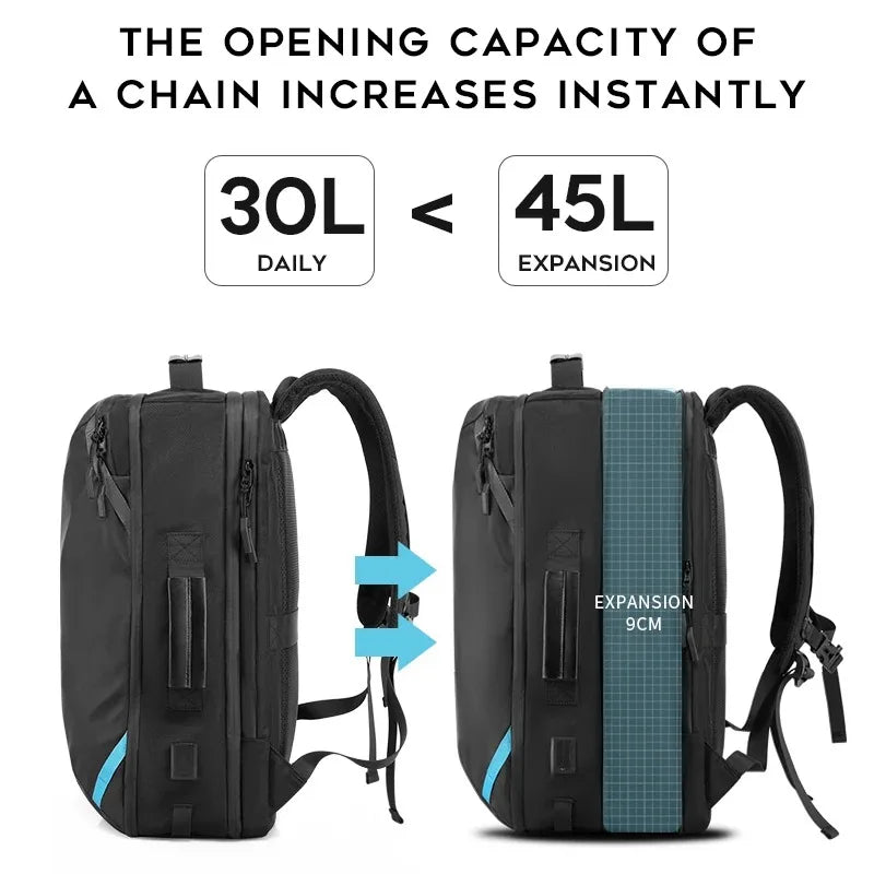 45 L Large Capacity Travel Backpack For Men Waterproof Expandable Backpack Business Quality 17.3''Laptop Backpack Outdoor Bags