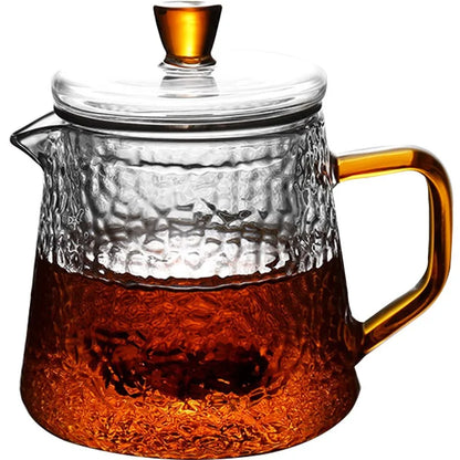450ml Glass Teapot with Filter Hammer Pattern Teapot Teacup Gas Stove Water Kettle Heat-resistant Glass Tea Set Flower Tea Pot