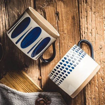 450ml Japanese Vintage Ceramic Coffee Mug Tumbler Crude Pottery Tea Milk Beer Mug with Handle Water Cup Home Office Drinkware