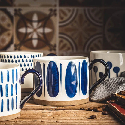 450ml Japanese Vintage Ceramic Coffee Mug Tumbler Crude Pottery Tea Milk Beer Mug with Handle Water Cup Home Office Drinkware
