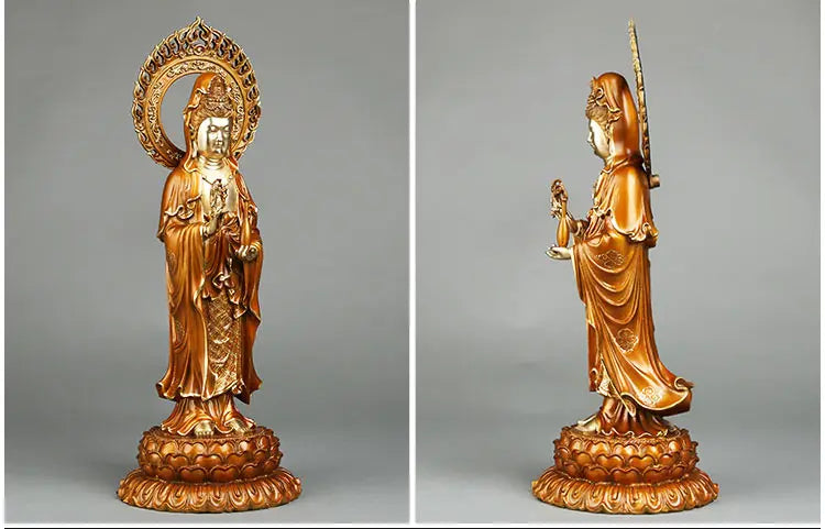 45CM large -HOME SHOP Lobby GOOD luck efficacious Protection Propitious High-grade Decorative Guanyin Buddha brass art statue