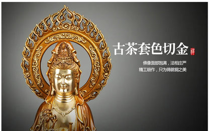 45CM large -HOME SHOP Lobby GOOD luck efficacious Protection Propitious High-grade Decorative Guanyin Buddha brass art statue