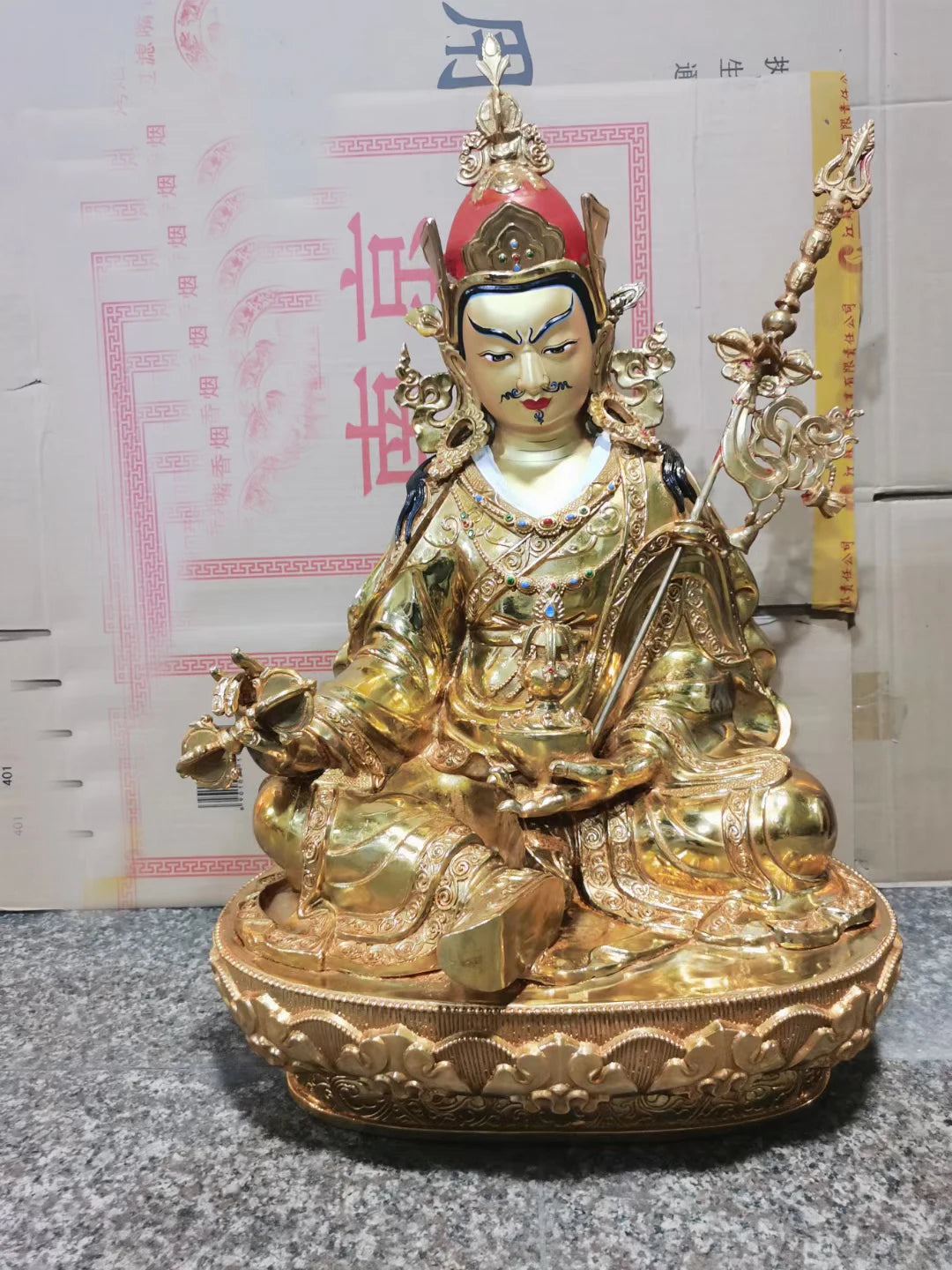 45CM large Nepal Tibet temple Buddhism brass Guru Rinpoche Padmasambhava Buddha statue Buddhist bless safe health good luck