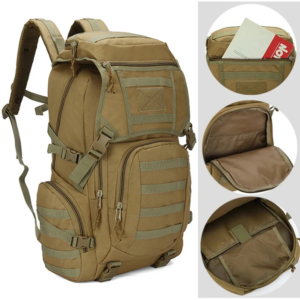 45L Unisex Men Outdoor Military Tactical Travel Pack Army Sports Bag Hiking Climbing Camping Backpack For Male Female