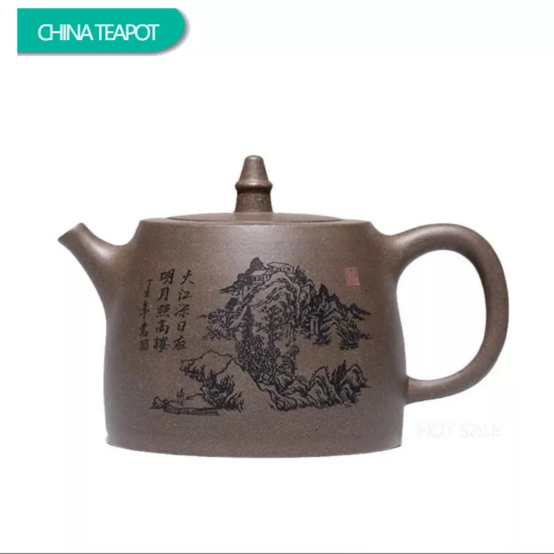 390ml Hand Painted Yixing Purple Clay Teapots Raw Ore Section Mud Retro Tea Pot Home Zisha Filter Kettle Tea Sets Supplies