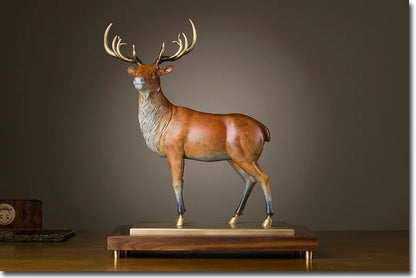 45cm large GOOD LUCK Limited Edition Propitious Reindeer color brass Sculpture home office business art animal TOP Ornament