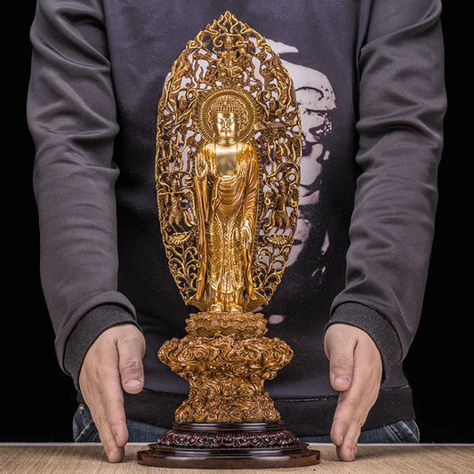 46CM bless family OFFICE Safety Health luck Talisman #office home efficacious Protection Buddhism Amitabha Buddha statue