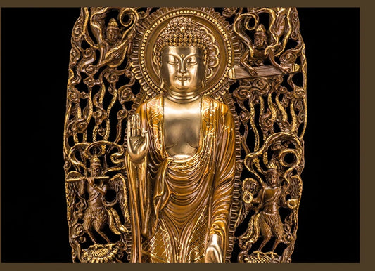 46CM bless family OFFICE Safety Health luck Talisman #office home efficacious Protection Buddhism Amitabha Buddha statue