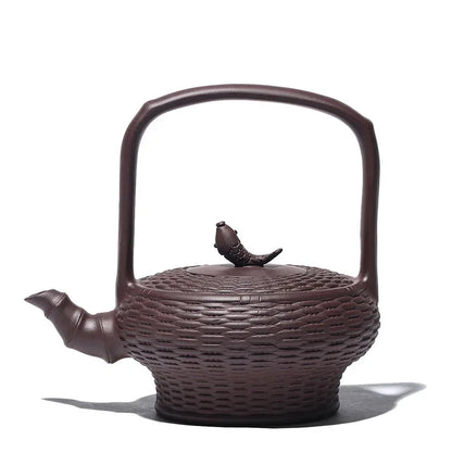 470ML Large Yixing Purple Clay Teapot Bamboo Weaving Zisha Tea Pot Fish Fun Handmade Kung Fu Tea Set Teaware