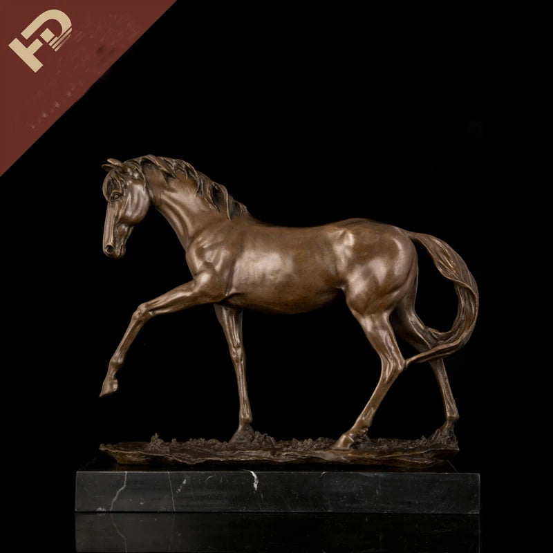 47CM # HOME OFFICE ROOM Business crafts-efficacious Mascot bring wealth fortune Good luck FENG SHUI brass horse statue Sculpture