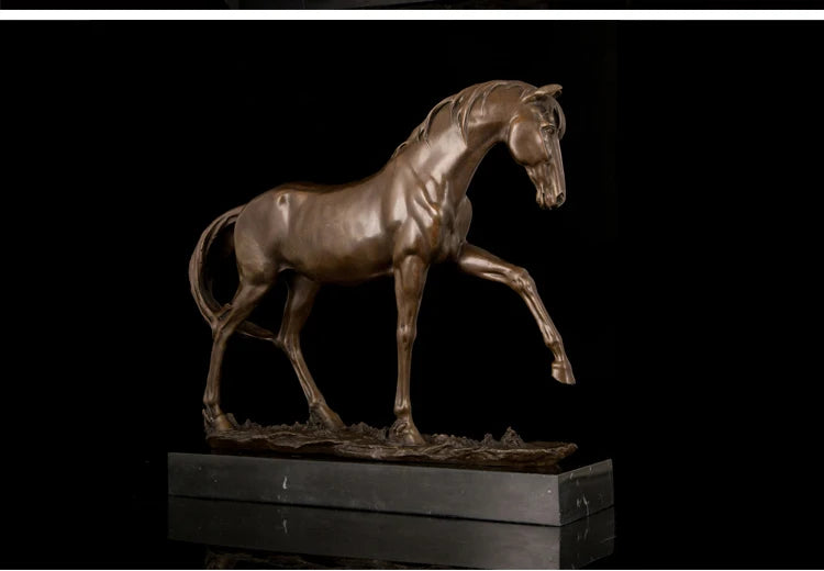 47CM # HOME OFFICE ROOM Business crafts-efficacious Mascot bring wealth fortune Good luck FENG SHUI brass horse statue Sculpture
