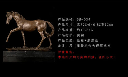 47CM # HOME OFFICE ROOM Business crafts-efficacious Mascot bring wealth fortune Good luck FENG SHUI brass horse statue Sculpture