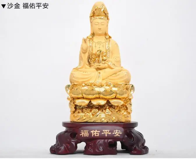 47CM tall # family HOME Safety Health luck Talisman # efficacious Protection gilding nanhai Guanyin Bodhisattva Buddha