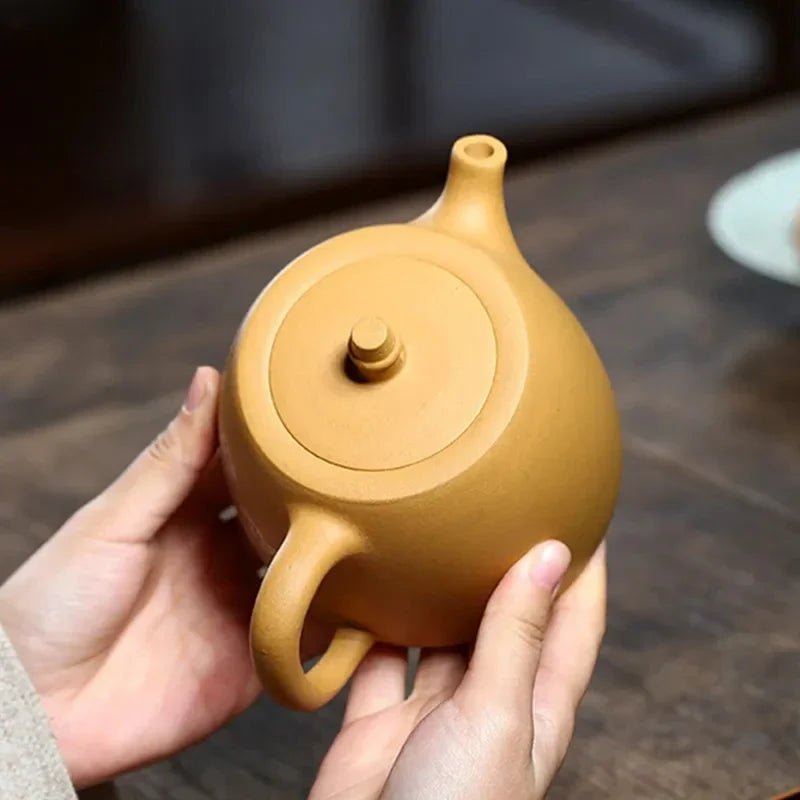 480ML Antique Yixing Purple Clay Teapot Gold Section Mud Beauty Kettle Large Capacity Ball Hole Filter Tea Pot Household Tea Set
