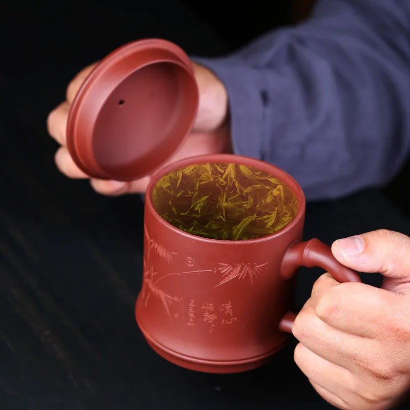 480cc Creative Purple Clay Teacup Exquisite Handmade with Lid Tea Cup Tea Maker Master Cups Chinese Teaware Drink Accessories