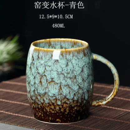 480ml Big China Ceramic Mug Kiln Change Coffee Cup Porcelain Water Cups Pottery Tea Mugs Gift Wholesale Drinkware With Handle
