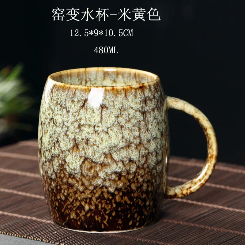 480ml Big China Ceramic Mug Kiln Change Coffee Cup Porcelain Water Cups Pottery Tea Mugs Gift Wholesale Drinkware With Handle
