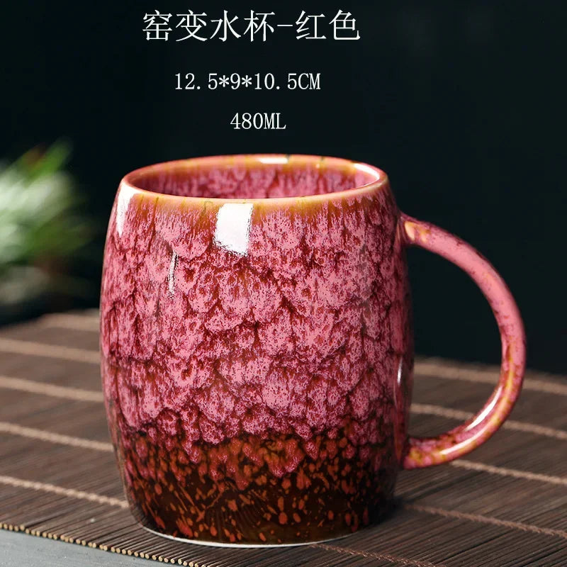 480ml Big China Ceramic Mug Kiln Change Coffee Cup Porcelain Water Cups Pottery Tea Mugs Gift Wholesale Drinkware With Handle