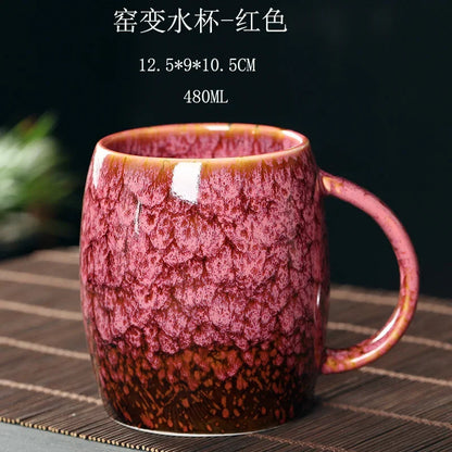 480ml Big China Ceramic Mug Kiln Change Coffee Cup Porcelain Water Cups Pottery Tea Mugs Gift Wholesale Drinkware With Handle