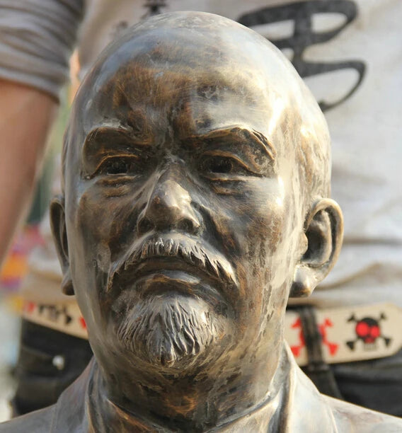 48CM Chinese Bronze famous theorist politician Vladimir Lenin Head Bust Statue