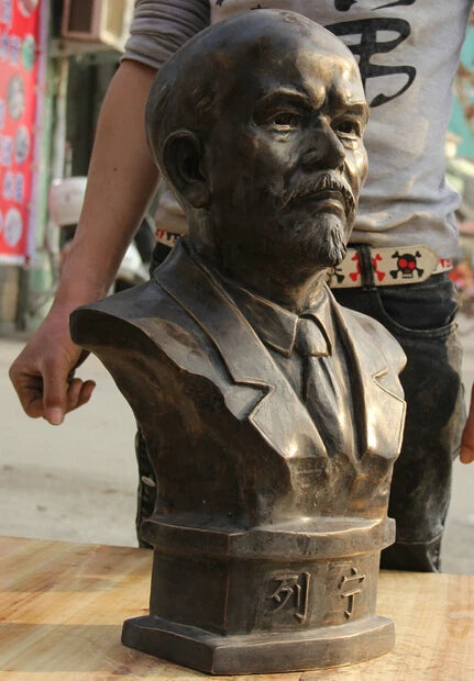 48CM Chinese Bronze famous theorist politician Vladimir Lenin Head Bust Statue