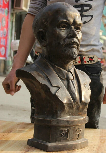 48CM Chinese Bronze famous theorist politician Vladimir Lenin Head Bust Statue