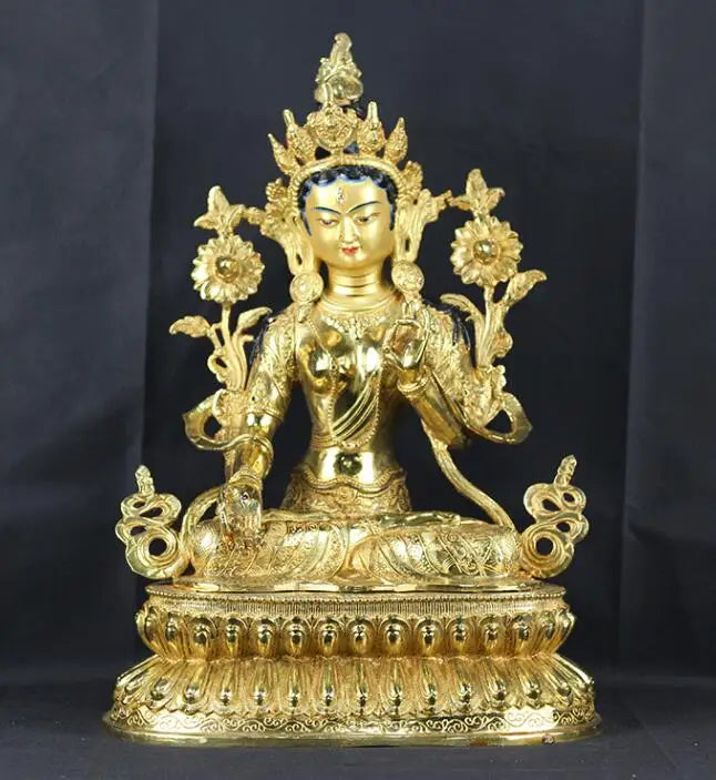 48CM LARGE huge Buddhist Buddhism HOME family efficacious Safe Protection Tibetan Gold-plated White Tara brass Buddha statue