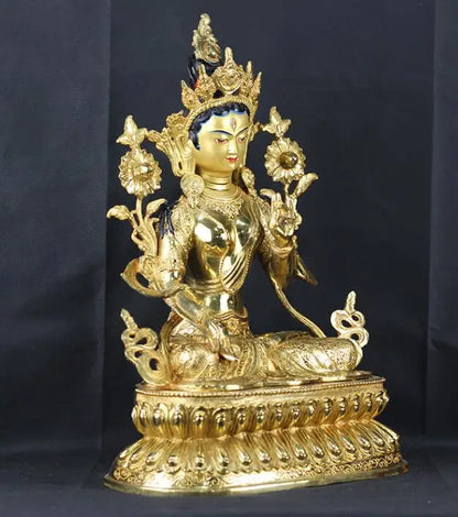 48CM LARGE huge Buddhist Buddhism HOME family efficacious Safe Protection Tibetan Gold-plated White Tara brass Buddha statue