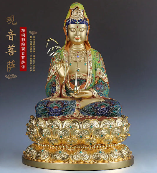 48CM Large TOP high grade 24k gilding GUAN YIN Buddha statue Guanyin Avalokiteshvara God HOME shrine bless safe luck protection