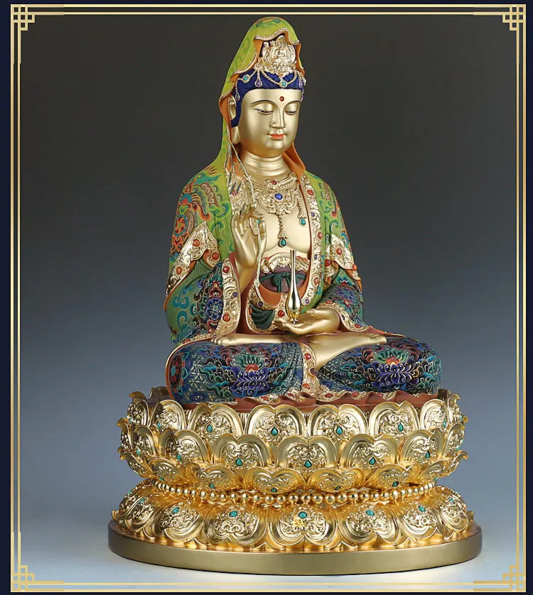 48CM Large TOP high grade 24k gilding GUAN YIN Buddha statue Guanyin Avalokiteshvara God HOME shrine bless safe luck protection