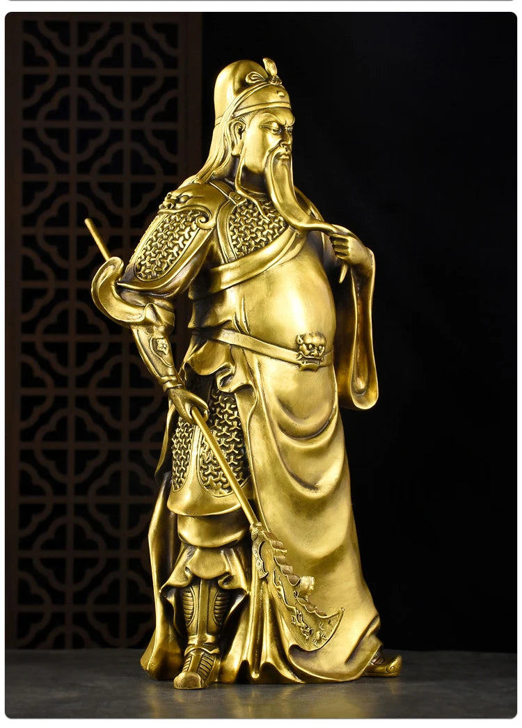 48CM huge large Home Lobby hall Company efficacious Money Drawing Martial God of wealth Guan gong Guandi FENG SHUI brass statue