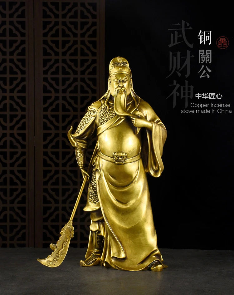 48CM huge large Home Lobby hall Company efficacious Money Drawing Martial God of wealth Guan gong Guandi FENG SHUI brass statue