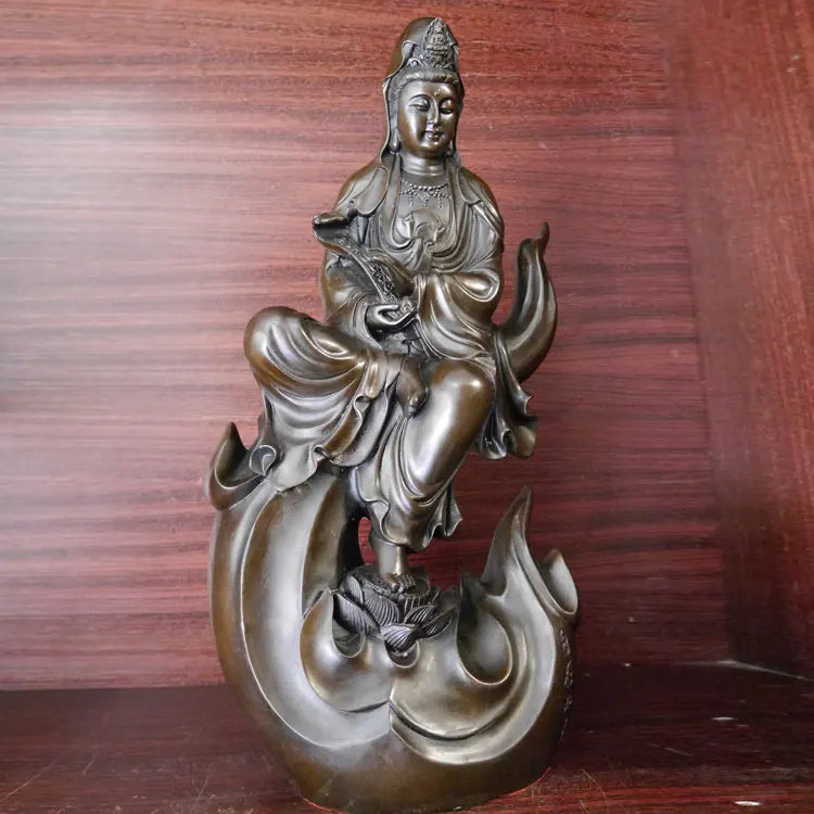 48CM large 2022 HOME SHOP Lobby GOOD luck efficacious Protection Propitious Decorative FREE RUYI Guanyin Buddha bronze statue