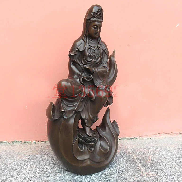 48CM large 2022 HOME SHOP Lobby GOOD luck efficacious Protection Propitious Decorative FREE RUYI Guanyin Buddha bronze statue