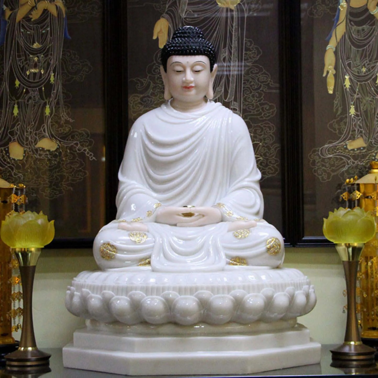 48CM large Southeast Asia Buddhism HOME temple HIGH grade Sakyamuni Amitabha Buddha Patron saint jade statue bless safety health