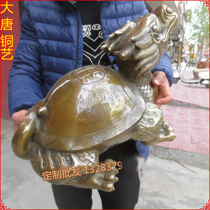 49CM Huge -home Porch lobby Hall efficacious Protection Mascot thriving business bronze dragon turtle FENG SHUI art Sculpture