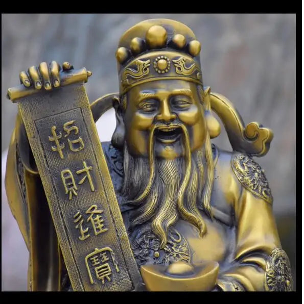 49CM large# SHOP Store company home efficacious fortune God Talisman Protection-Money Drawing Martial god of wealth BRASS statue