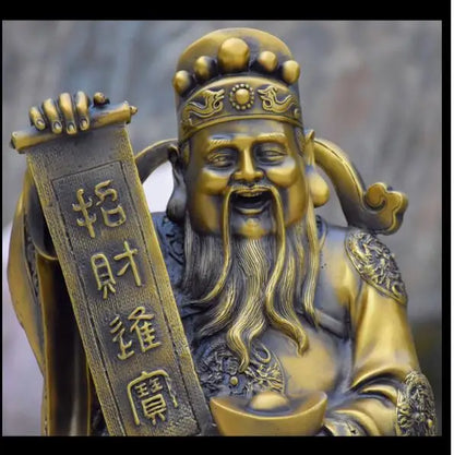 49CM large# SHOP Store company home efficacious fortune God Talisman Protection-Money Drawing Martial god of wealth BRASS statue