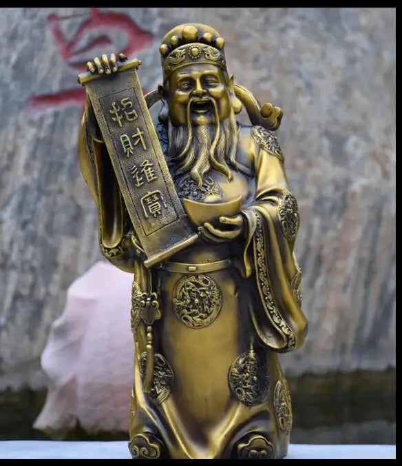 49CM large# SHOP Store company home efficacious fortune God Talisman Protection-Money Drawing Martial god of wealth BRASS statue