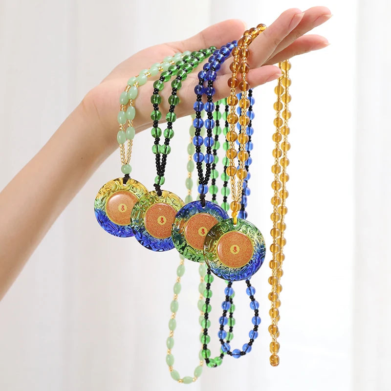 4P Greco-Buddhist efficacious Mascot exorcise evil spirit safe Bring good luck Shurangama Mantra Crystal Pendant Buddhist Amulet