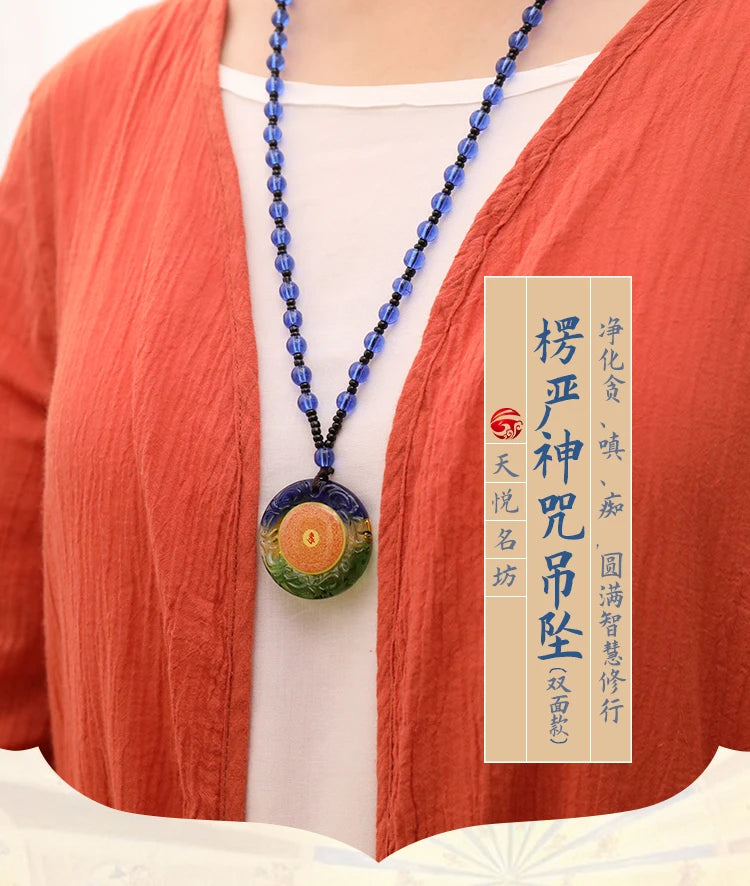 4P Greco-Buddhist efficacious Mascot exorcise evil spirit safe Bring good luck Shurangama Mantra Crystal Pendant Buddhist Amulet