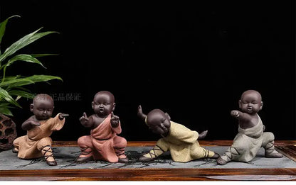 4P #office store company home Desk bookshelf BEST ART statue- CHAN DAO Monk "CHINESE GONGFU" ceramics Porcelain Buddha ART