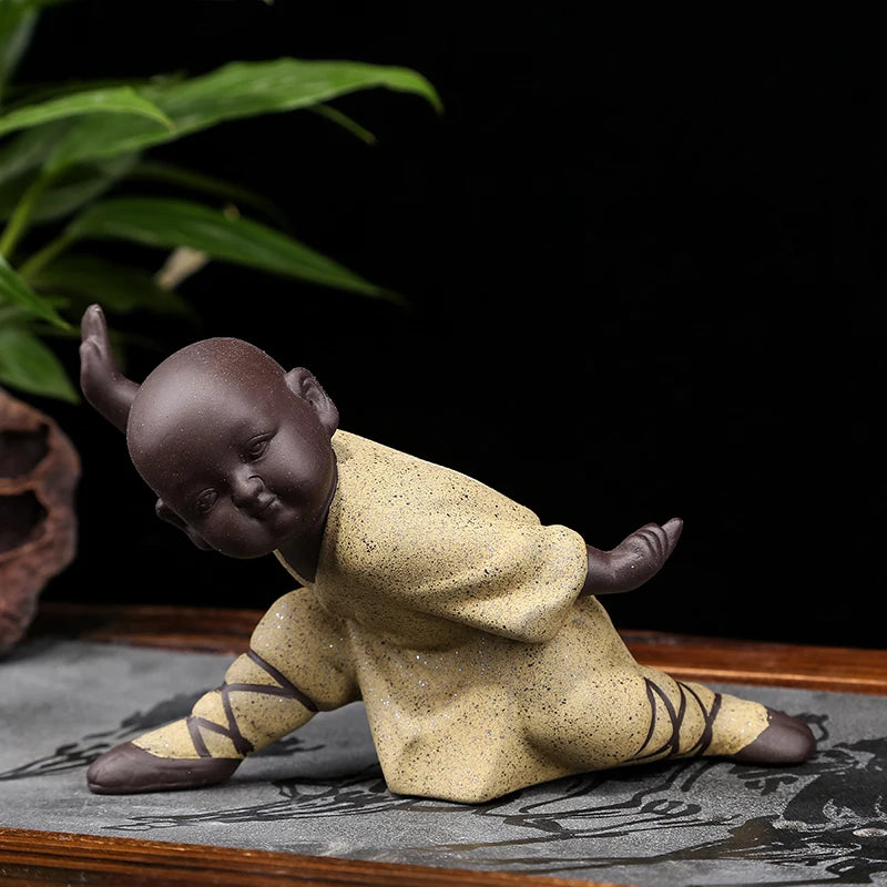 4P #office store company home Desk bookshelf BEST ART statue- CHAN DAO Monk "CHINESE GONGFU" ceramics Porcelain Buddha ART