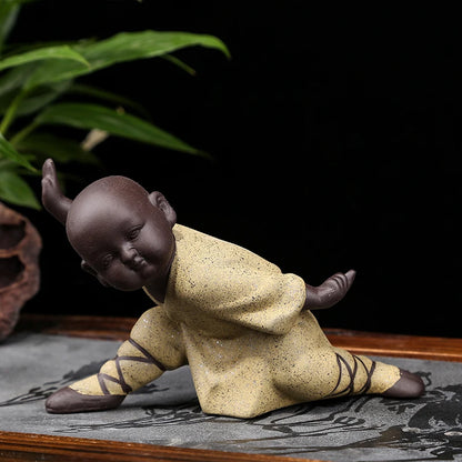 4P #office store company home Desk bookshelf BEST ART statue- CHAN DAO Monk "CHINESE GONGFU" ceramics Porcelain Buddha ART