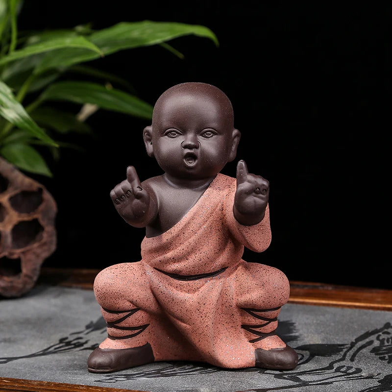 4P #office store company home Desk bookshelf BEST ART statue- CHAN DAO Monk "CHINESE GONGFU" ceramics Porcelain Buddha ART
